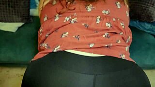 sexy bbw step mommy wore an anal plug in her big ass and ripped leggings for anal while daddy was away