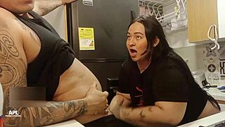 Fat Brunette BBW with Big Natural Tits and Ass Bent Over in Doggystyle for Rough Homemade Fucking