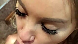 Monika fox with long hair and big fake tits gives fast blowjob and sex to lover in hallway 