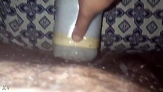 Arab Moroccan Amateur Wanks Big Monster Cock at Home While Watching Pussy