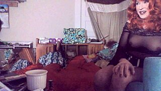 Sexy Red Headed Tranny Ms Head Swallows Her 8 Vibrating Dildo