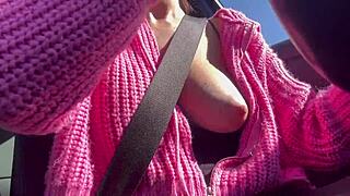 hey artemisia love why are you flashing those juicy big tits during this sexy italian milf car ride?