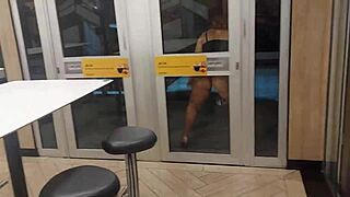 Wife and friends give public show in drive thru with pussy licking ass licking cuckold outdoor humiliation