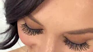 Tiny teen with small tits and hairy pussy takes huge cock deep in face and beaver