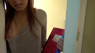 horny step daughter spied on step dad masturbating then got fucked by him in secret