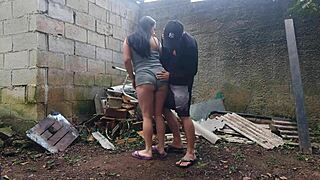 Brazilian teen 18+ with tight pussy and small tits gets fucked rough outdoors at party in farm backyard 