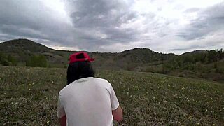 Lesbian With A Bottle Fucks Girlfriend In Hairy Pussy Wet Juicy Booty Doggystyle In Shorts Outdoors!