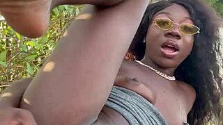 Lola Black XXX Plays With Pussy And Toys Outside Using Feet And Toes In Dorm College Setting As Skinny Ebony Babe