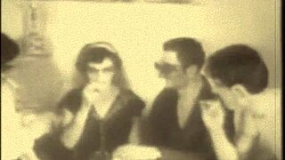 Vintage very old grannies felt horny in a mature threesome with hairy group action from retro times