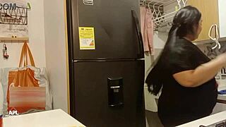 Fat Brunette BBW with Big Natural Tits and Ass Bent Over in Doggystyle for Rough Homemade Fucking