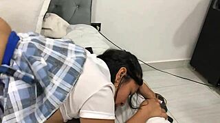 I fuck my stepsister with big tits and cum on her huge delicious boobs in close up cowgirl riding creampie