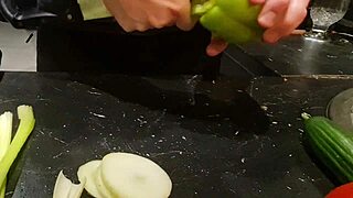 Oh My God! Extreme Dick And Urethral Torment In The Kitchen With Cucumber Insertion And Ball Kicking For This Monster Cock Fetish!