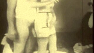 Vintage very old grannies felt horny in a mature threesome with hairy group action from retro times