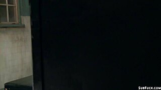 On your knees, blonde slave, take this big cock deep in anal while bound and creampied hard