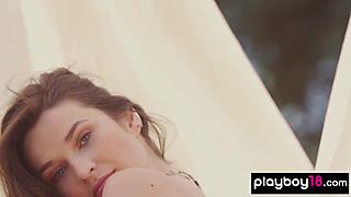 Ukrainian Serena Wood Strips Naked Outdoors To Reveal Shaved Pussy And Big Natural Tits In Sultry Softcore Tease