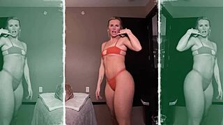 College girl Madisyn Huntt teases in bikini outfit haul with twerk nipslip cameltoe