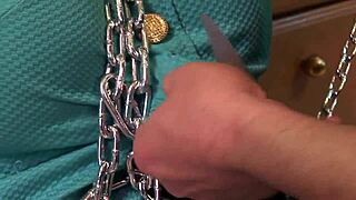 housewife subtly chained with hints of rough bdsm quickie leading to dripping wet pussy orgasm
