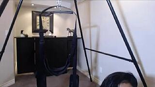 Sexy black babe with big tits and ass squirts wildly while fingering her wet pussy solo