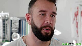 Sexy Blonde Teen 18+ Masseuse Explains Her Client What A Nuru Massage Is! Anna Claire Clouds Will Pounder!