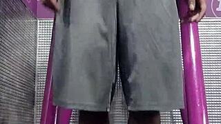 Skinny Mature Brunette Uses Machine In Usa Dorm Workout With Teacher And Roommate In Athletic Gym Solo