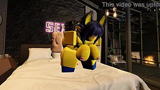 ankha gets fucked and filled by a big white cock in roblox with creampie riding