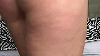 Cute nerdy pawg blonde teen 18+ with pigtails strips to show big ass and chubby body before masturbating to orgasm with vibrating dildo in homemade solo