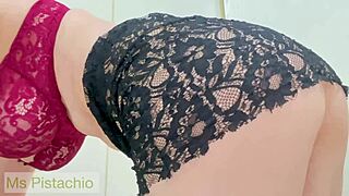 Sexy asian step mom masturbates with big natural tits and big ass for boss on videocall