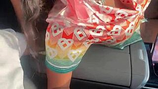 Ebony Blowjob With Big Black Cock In Public Car Handjob And Amateur Monster Cock Oral Action