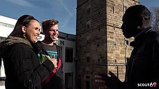 skinny girlfriend ally style takes rough interracial anal with big black cock while cuckold friend watches doggystyle bent over pounding and cumshot