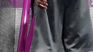 Skinny Mature Brunette Uses Machine In Usa Dorm Workout With Teacher And Roommate In Athletic Gym Solo