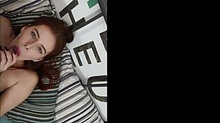 Skinny Redhead Amateur Model Deepthroats Massive Cock In Lingerie