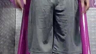 Skinny Mature Brunette Uses Machine In Usa Dorm Workout With Teacher And Roommate In Athletic Gym Solo