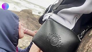 Young guy pounds big ass on public beach