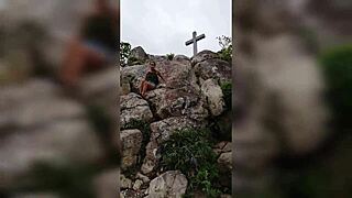 Colombian babe Leyne Rodriguez gets fucked hard by lover on a rugged mountain trail