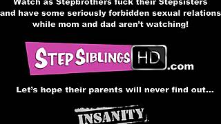 Blonde teen Aspen Romanoff chooses videogames over taboo sex with not brother. He licks her shaved pussy before doggystyle fucking and monster cock action.