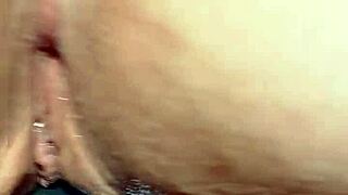 Mature wife with shaved pussy and big lips humps huge homemade toy in steamy session