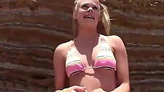 Isn't it wild how skinny blonde teen Little Summer teases with natural tits and pussy fingering at the beach?