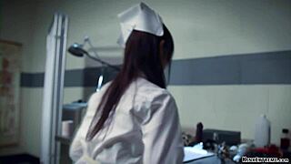 Deviant patient whips asian nurse hard in bondage!