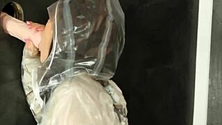 Heeled Bukkake Babe Masturbates At Gloryhole Facial Cumshot