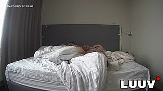 European couple Luuv Kareflore and Abbadon get intriguing with voyeur tattooed teen 18+ tits in homemade bedroom flashing