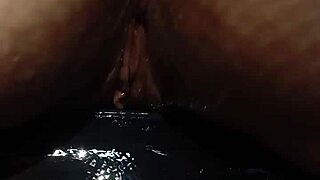 Mature wife with shaved pussy and big lips humps huge homemade toy in steamy session