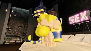 ankha gets fucked and filled by a big white cock in roblox with creampie riding