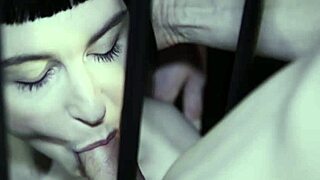 Hardwerk sets up bound skinny brunette delfine for blowjob and fucking in bdsm cage with monster cock 😏