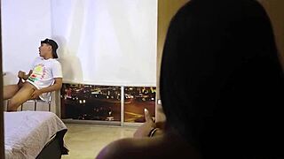 i discover my stepbrother masturbating so i help him with blowjob and good fuck spreading legs in bedroom cowgirl riding