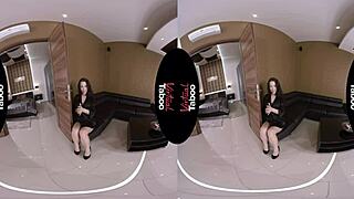 Brunette with Shaved Pussy and Big Ass Strips Clothes Off in Taboo Pov Scene