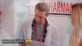 naughty ebony customer kiki minaj in costume seduces hot pharmacist danny d. they enjoy big ass doggystyle anal fucking while making everyone wait