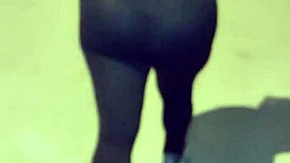 Curvy Mature Exhibitionist Flashes Big Ass In See-Through Leggings On Street