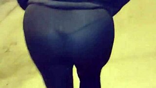 Curvy Mature Exhibitionist Flashes Big Ass In See-Through Leggings On Street