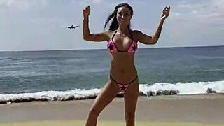 Monika Fox Poses In Pink Bikini With Stars On Beach Free!