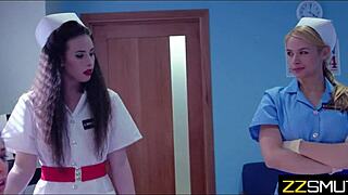 are these sketchy nurses licking pussy on the patient in this shady hospital for lesbian sex?